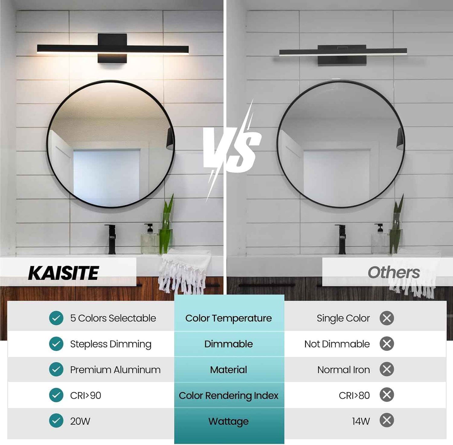 24-Inch Dimmable Gold Bathroom Vanity Light - Modern LED Bar Fixture for Over Mirror