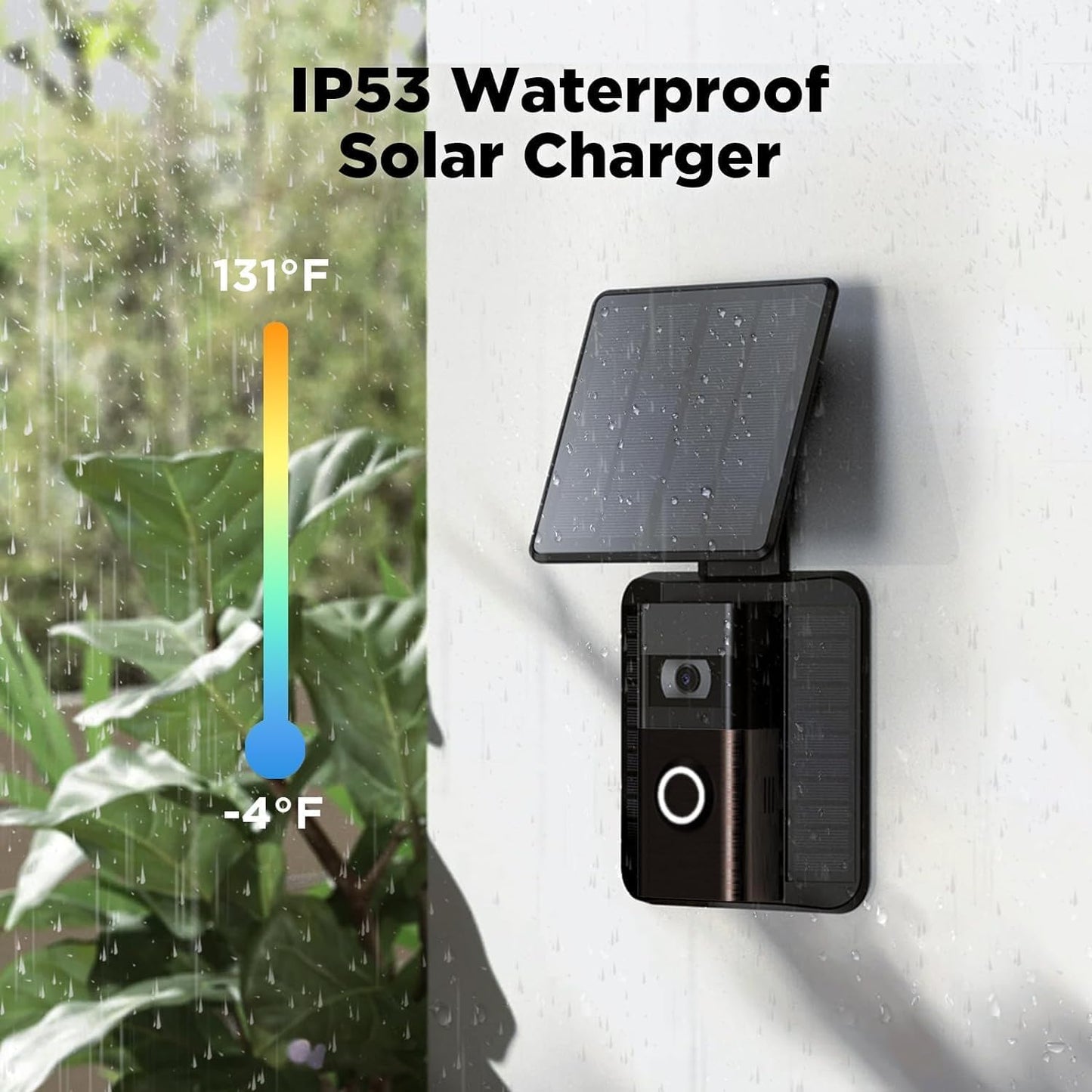 QIBOX Solar Charger for Ring Video Doorbell (2020) - Waterproof 2.9W Micro USB Panel