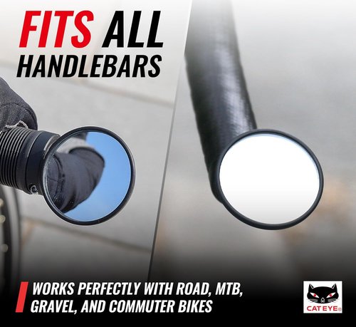CATEYE BM-45 Bar End Mirror - Ultra Compact, Durable Aluminum Mirror for Road & MTB Bikes, Scratch-Resistant Glass