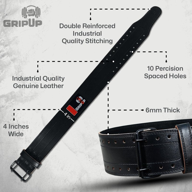 GripUp Weight lifting Belt 6 Inch Auto-Lock Curved Padded Back Lumbar Support Gym Belt for Fitness Exercise Bodybuilding Powerlifting Workouts Deadlifts Squats & Weightlifting Men Women (Black, S)