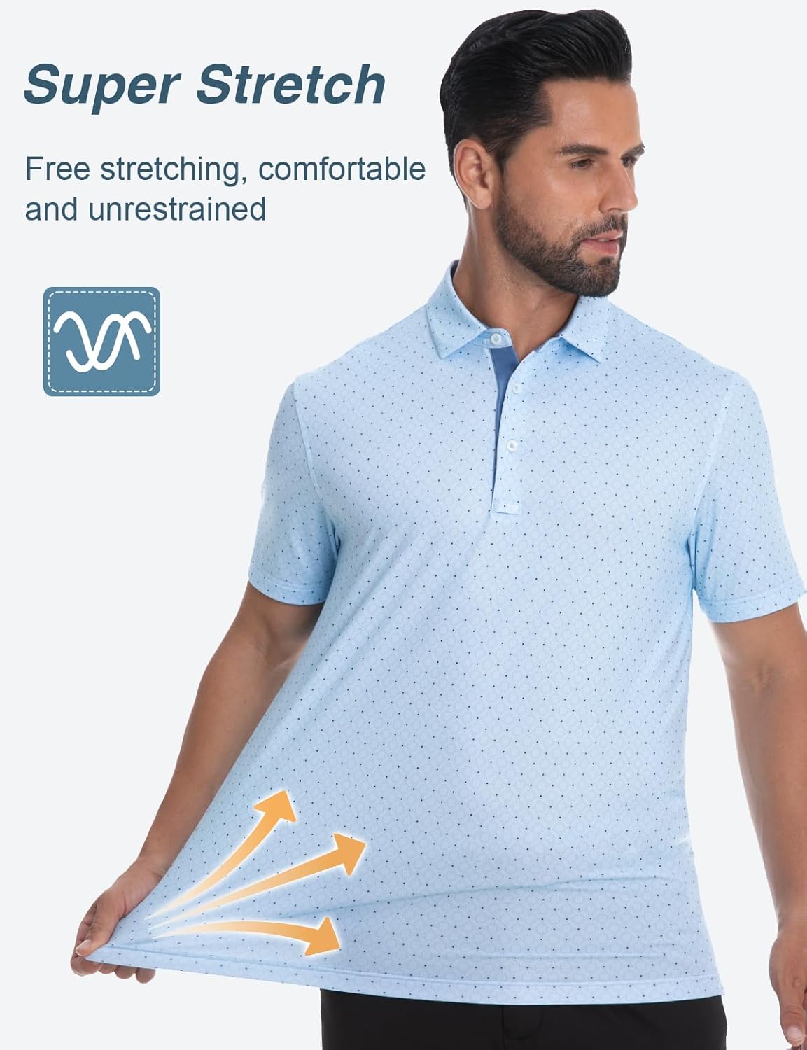 Skiennix Men's Golf Polo Shirt - Short Sleeve Dry Fit Performance | Moisture-Wicking Print Design