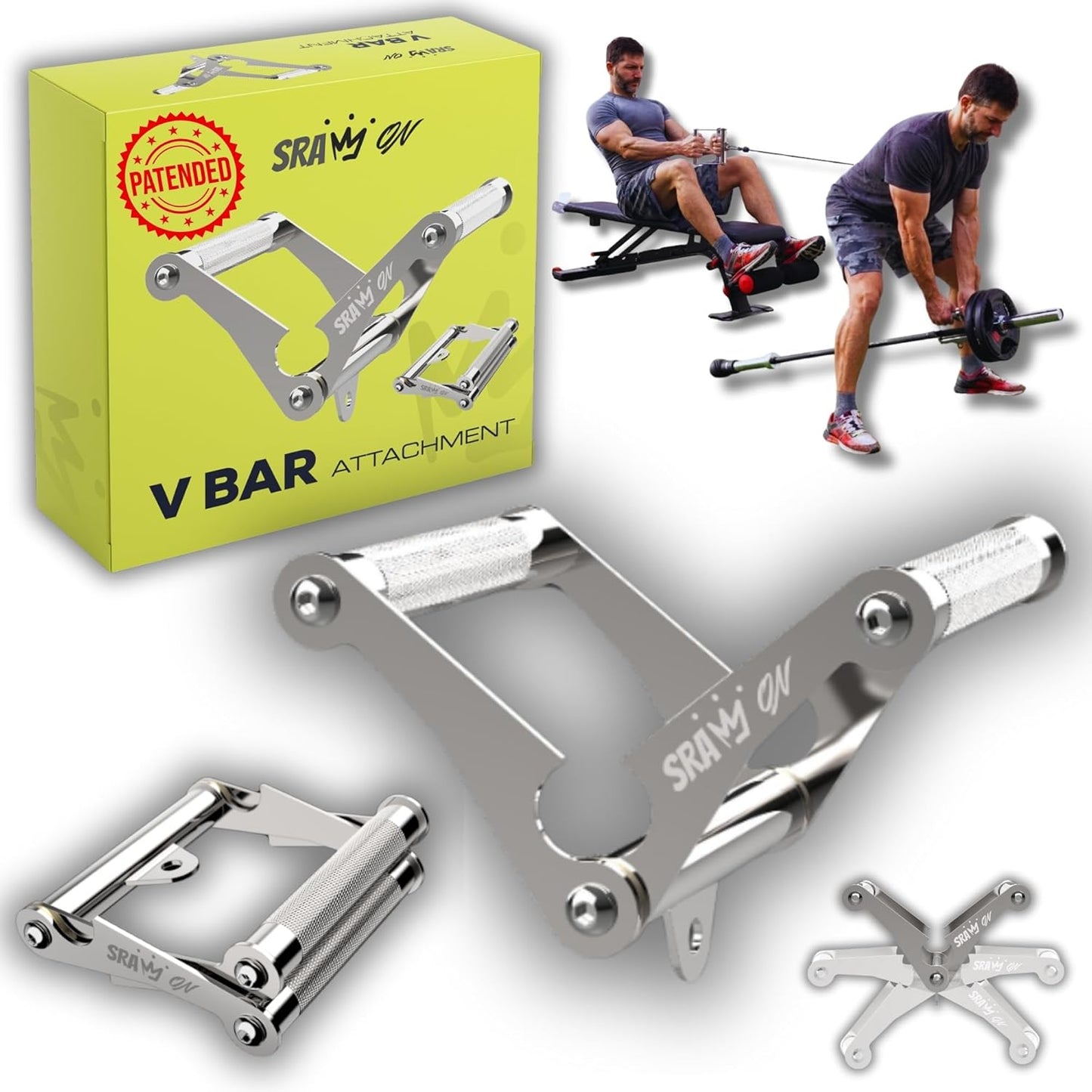 V Bar Attachment | Landmine Handle & T Bar Row Attachment - Durable Steel, USA Patented