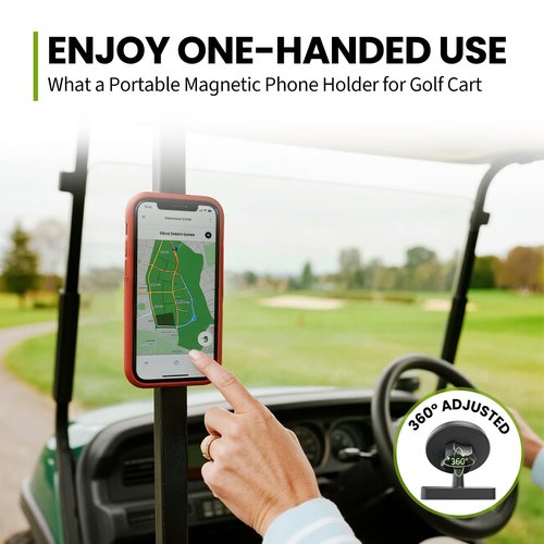 GGV Golf Cart Phone Holder, Magnetic Phone Mount Compatible with MagSafe iPhone Universal Cell Phones, 360° Adjustable, Golf Cart Accessories Valentines Day Gift for Men and Women
