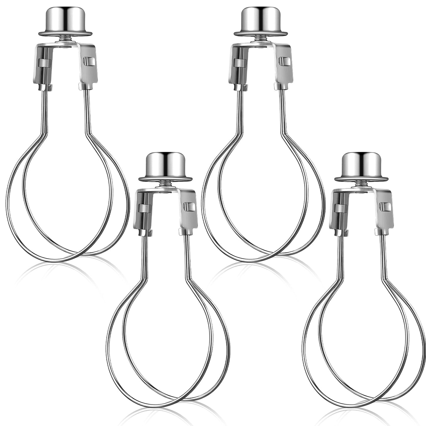 Honoson 4 Pcs Bulb Lamp Shade Light Bulb Clip Adapter Includes Finial and Lampshade Levellers for Replacement (Silver)