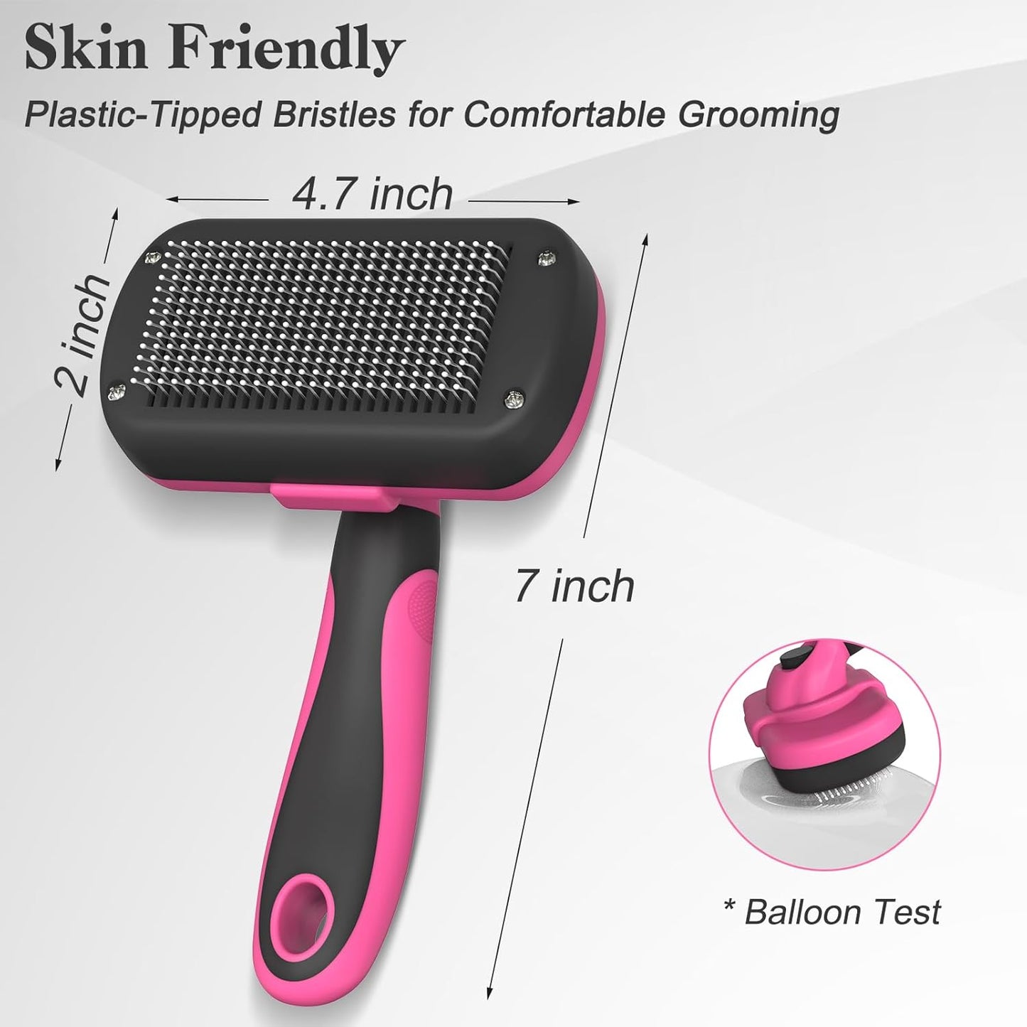 Swihauk Self-Cleaning Slicker Brush for Dogs & Cats - Gentle Grooming & Deshedding Tool, Pink