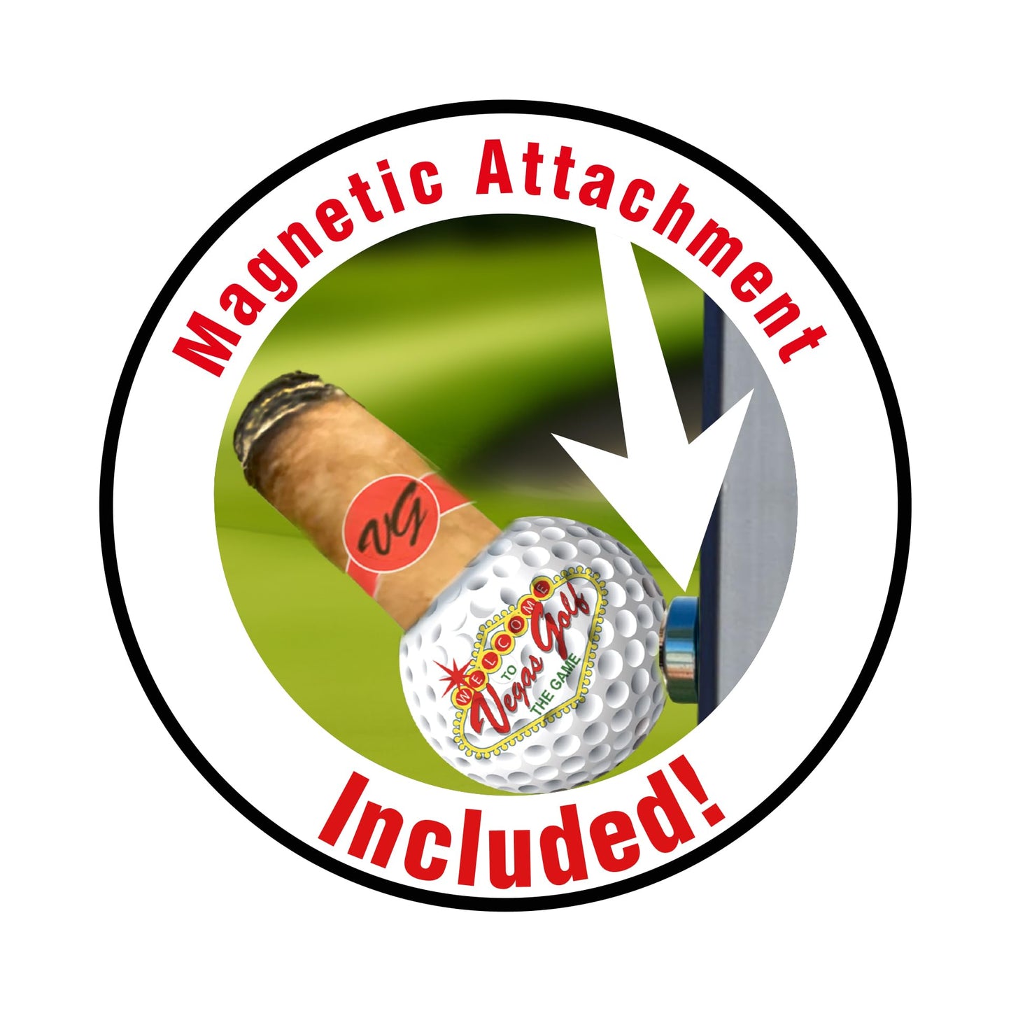 Magnetic Cigar Holder for Golf Cart - Golf Ball Cigar Holder, Stogie Magnetic Mount, Secure Grip Metal Pin, Removable Base Tee, Weather-Resistant, Compact & Portable for Golfers Accessories