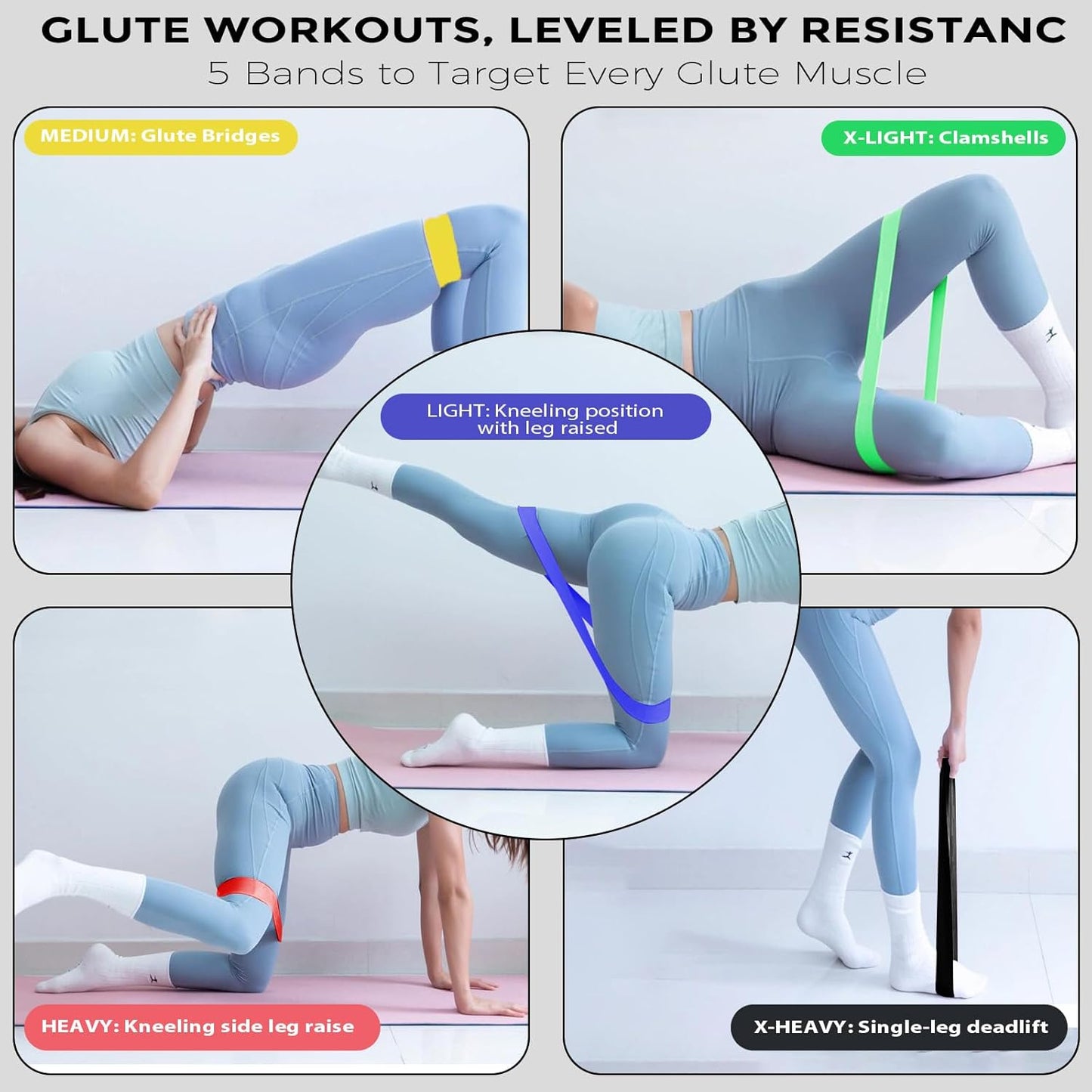 Skiennix Resistance Bands - Versatile Workout Loop Bands Set for Men & Women | 5-Piece Kit for Stretching, Pilates, Yoga, and Physical Therapy