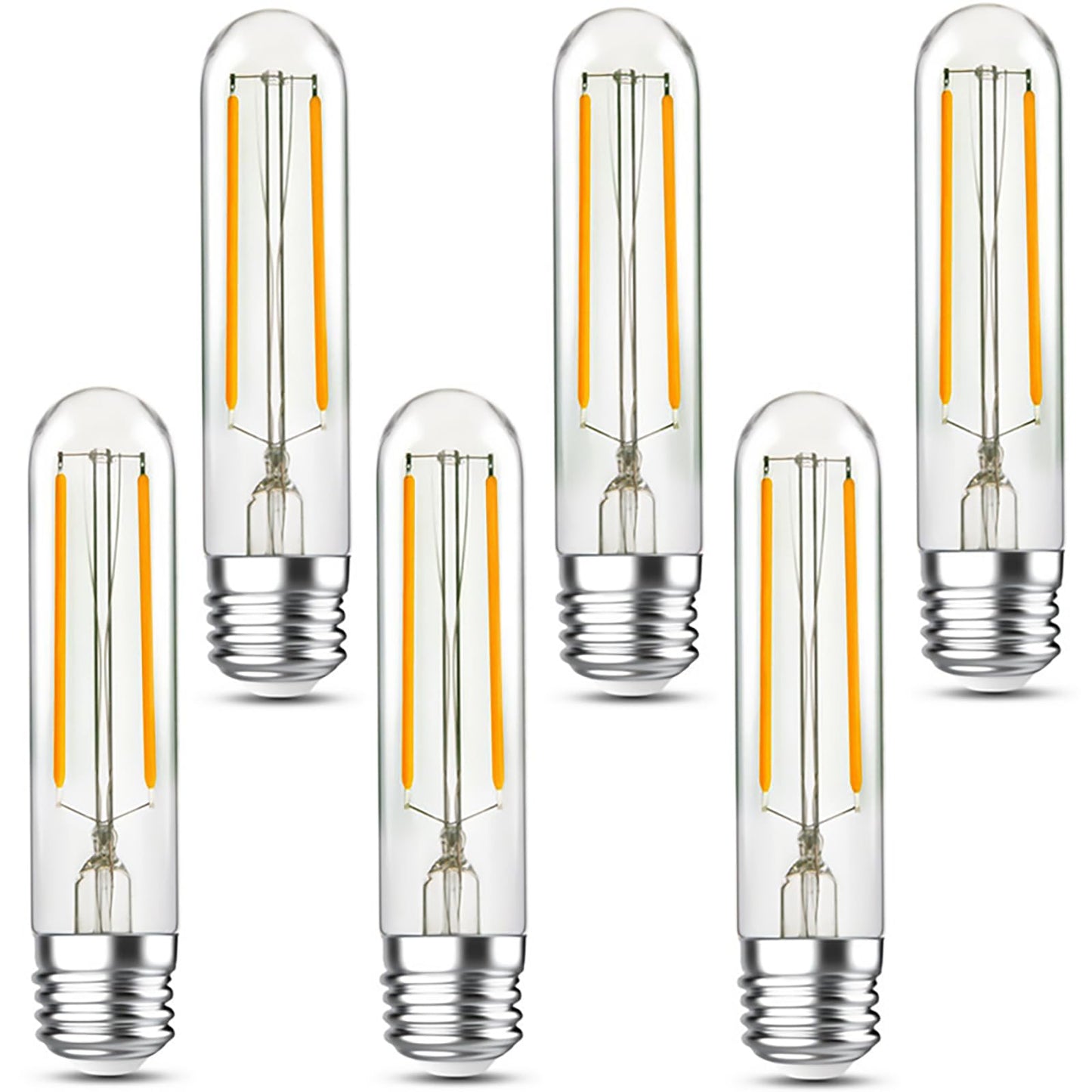 LHYueTong T10 LED Light Bulbs, Non dimmable E26 Edison Bulb, 4W Equals 40W Equivalent, Warm White, 2700K, 350LM for Rustic Pendant, Chandeliers, Wall Sconces,Vanity, Pack of 6