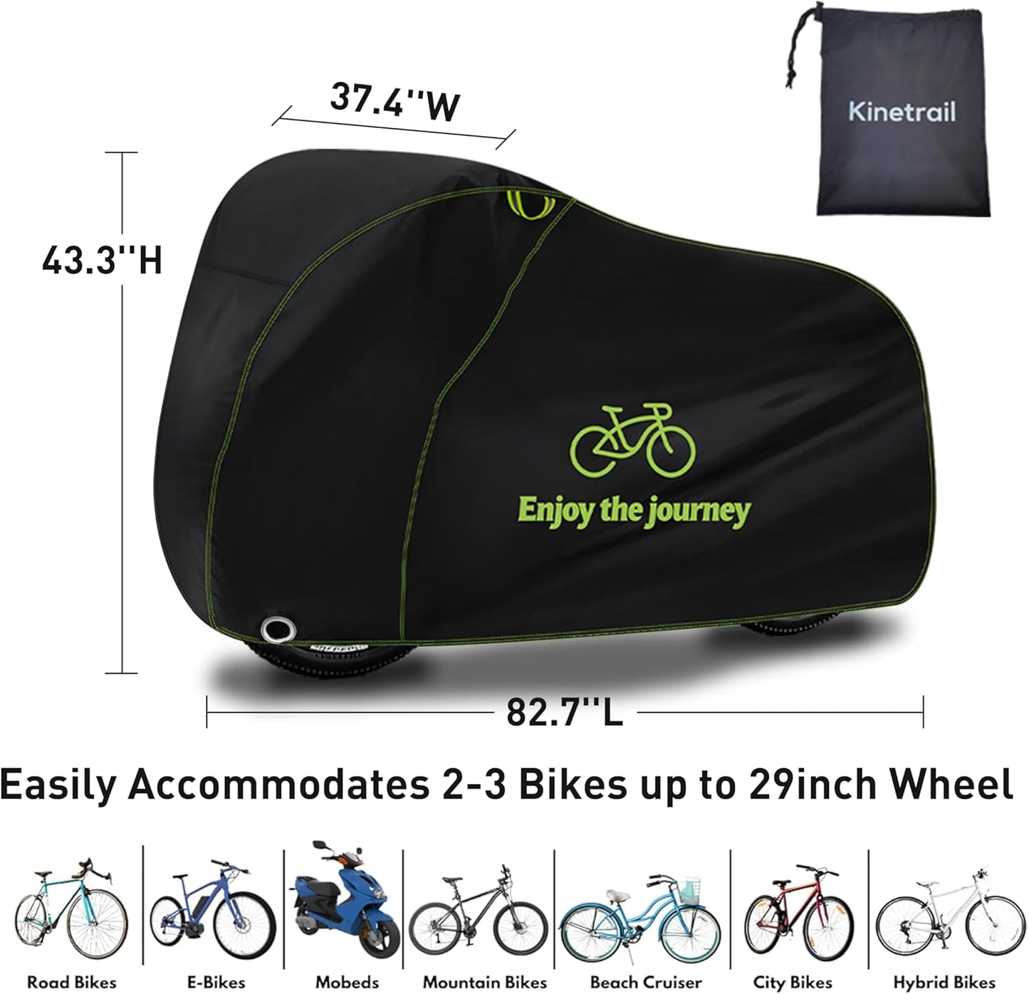 Skiennix Bike Cover for 2 Bikes - Waterproof Outdoor Protection Against Rain, Sun & Dust | Fits Electric & Mountain Bikes