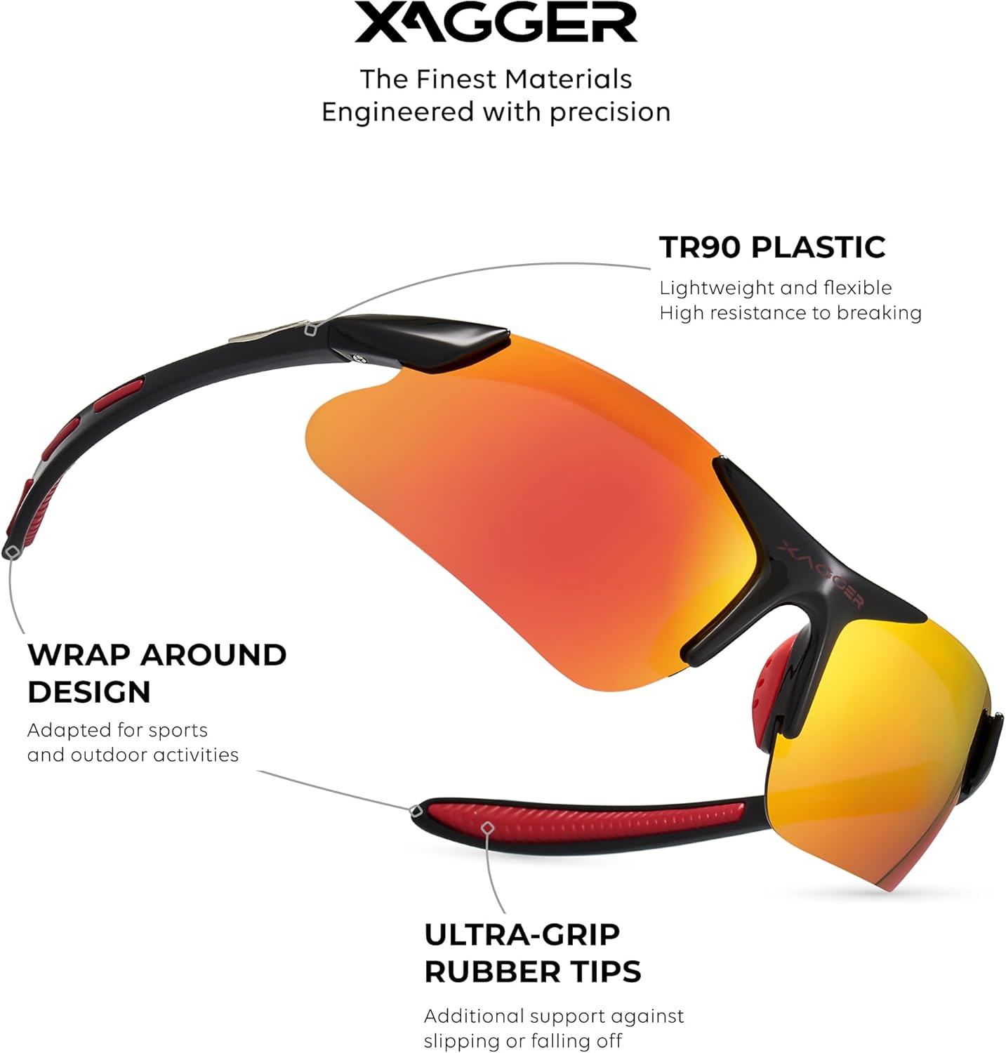 Xagger Kids Polarized Sports Sunglasses - Lightweight TR90 Frame for Boys & Girls | Ideal for Baseball & Softball