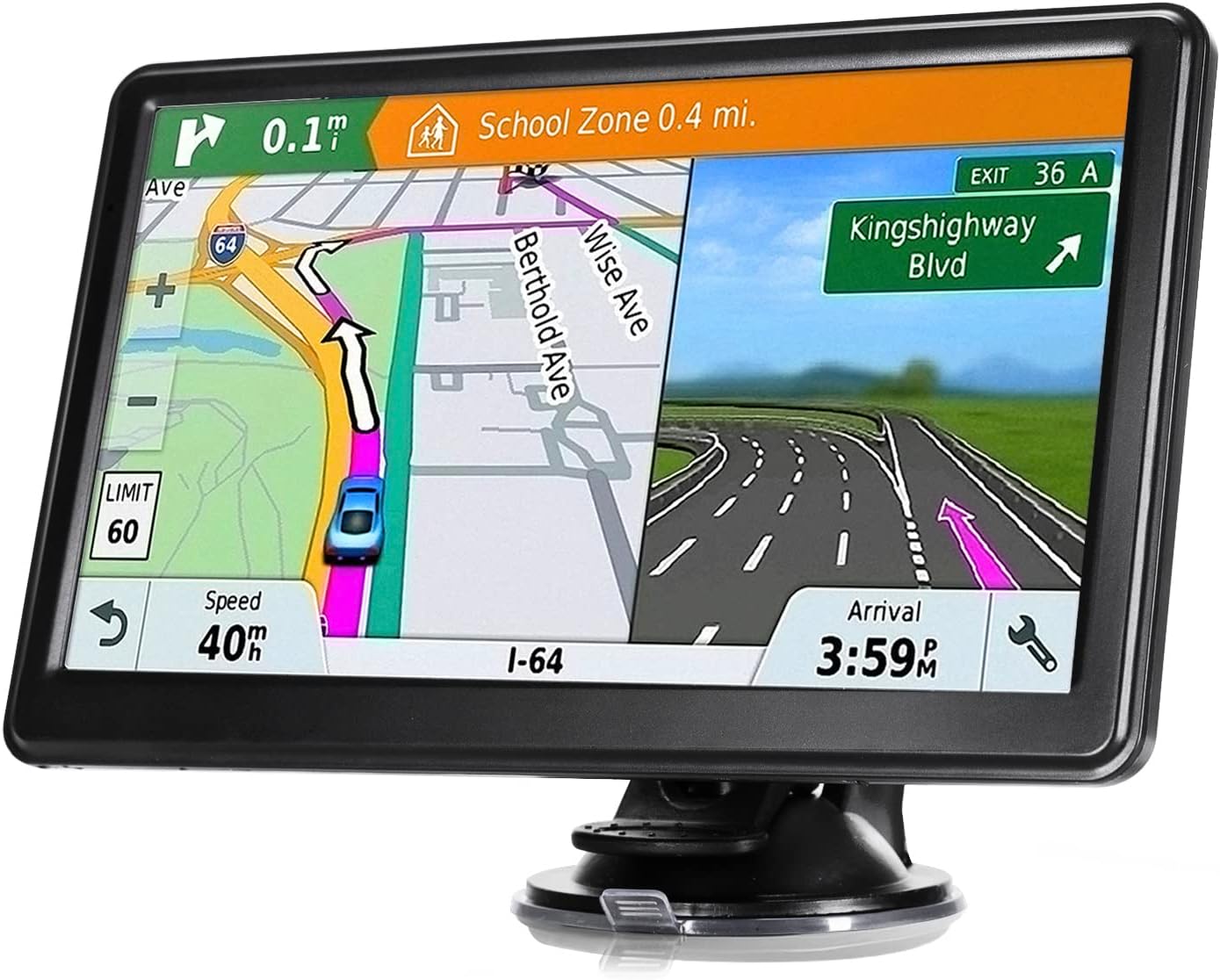 Skiennix GPS Navigation - 7-Inch Touch Screen Car GPS with Voice Guidance & Lifetime Maps