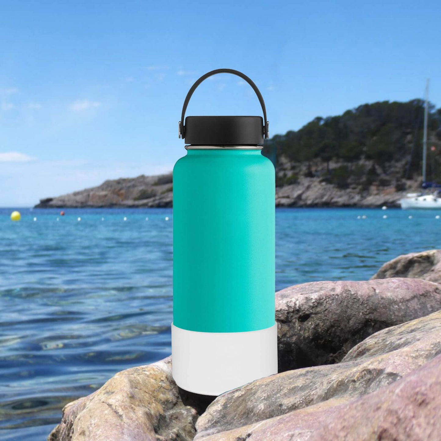 Flaskars Protective Silicone Boot for 12 oz - 40oz Hydroflask Water Bottles Anti-Slip Bottom Stanley Sleeve Cover Bumper (Small, Clear)