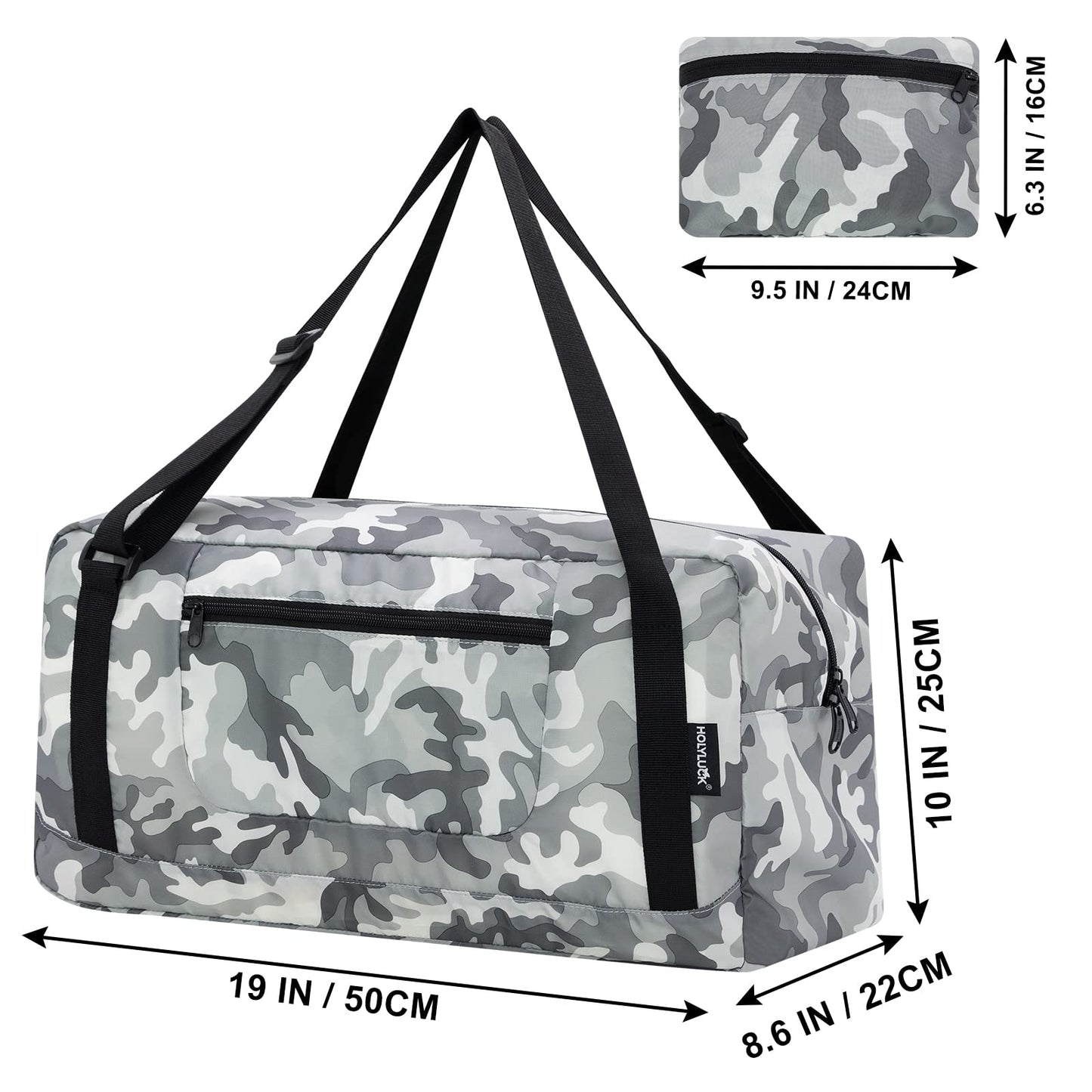 HOLYLUCK Foldable Travel Duffel Bag For Women & Men Luggage Great for Gym (arctic camo)