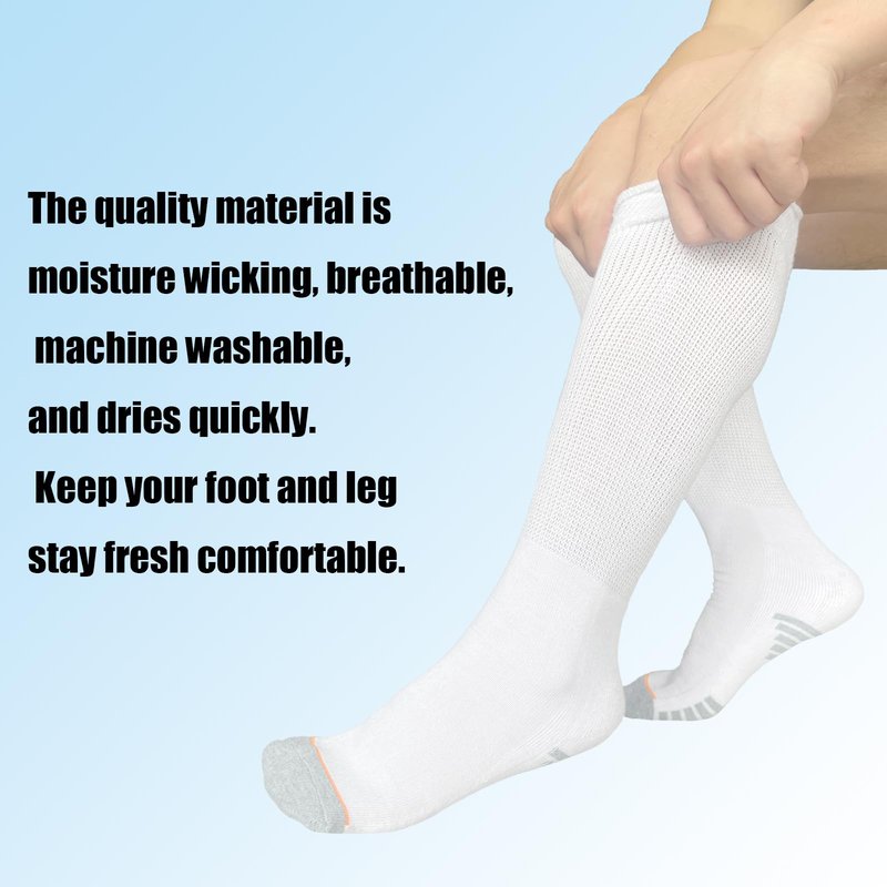 Ioryzek 2 Pairs Walking Boot Socks Liner air Cam Walker Cast Socks Fracture Boot Brace Breathable Surgical Orthopedics Socks for Men Women, White