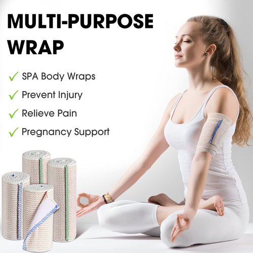 30 Pcs Elastic Bandage Wrap Compression Bandage Wrap with Self Closure on Both Ends Washable Reusable Athletic Stretchable Wraps for Sports Legs Knees Ankles Wrists Injuries(4 Inch, 6 Inch in Width)