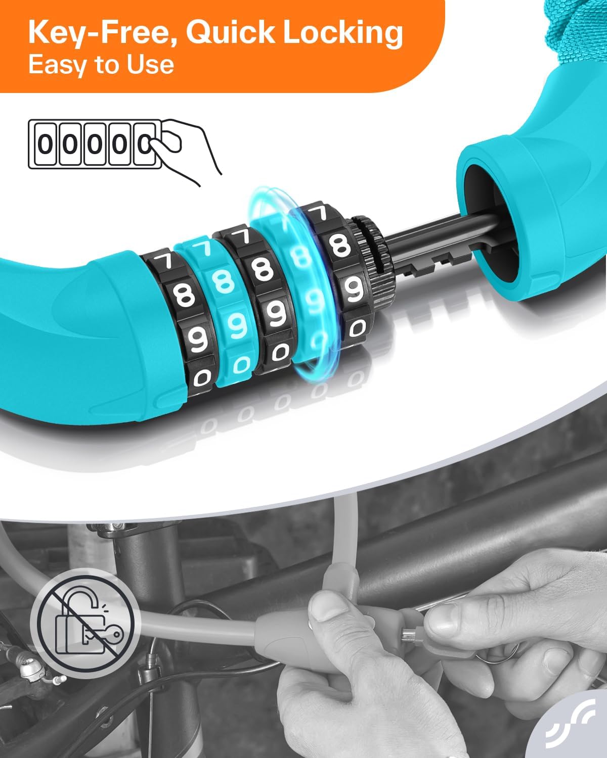 Sportneer Bike Lock - High Security 5-Digit Combination Chain Lock | 3.2/3.6/4ft Heavy Duty Keyless Design, 4/6mm Thick
