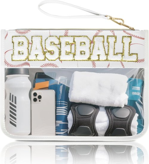 Baseball Gift Bags | Clear Chenille Letter Zipper Pouch - Portable Treat Bags for Team Gifts