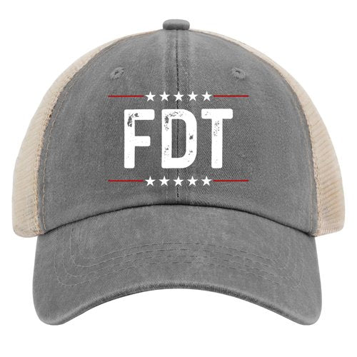 Ositerpz FDT Trucker Hat Men Funny Mesh Cap for Summer Gray