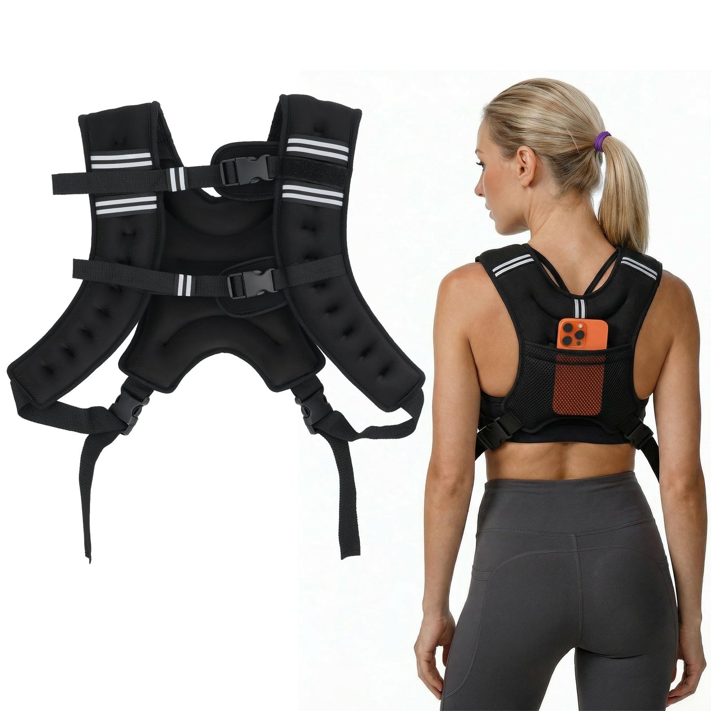MIKOLO Weighted Vest, 8lb/12lb/16lb Weight Vest for Women & Men, Weight Vest with Reflective Stripe for Walking, Running, Strength Training & Workout(8lb)