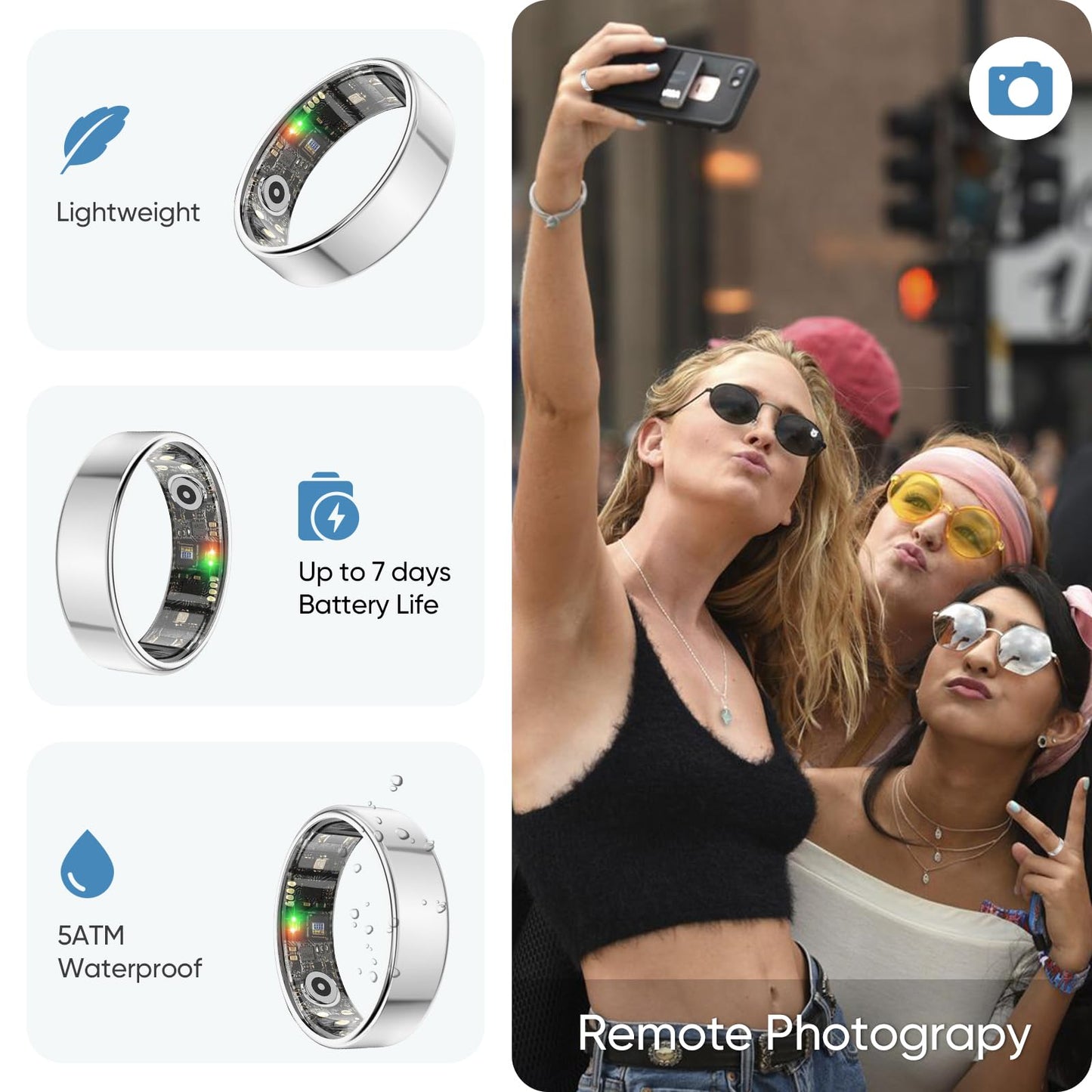 BENIO Gen 2 Smart Ring for Women & Men, Heart Rate,Fitness Tracker with Sleep，Step/Sleep/Blood Oxygen/Heart Rate Tracker, 5ATM Waterproof for iOS and Android,No Subscription, Xmas Gifts,Sliver 9