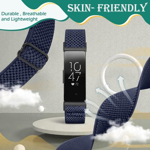 Fitbit Adjustable Elastic Nylon Sport Bands - Soft Stretchy Replacement Straps for Inspire 3/2/HR/Ace 2/3