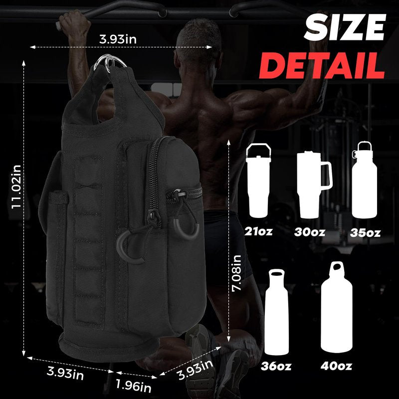 flipfit Magnetic Bag Water Bottle Holder for Gym Bag- 6Pcs High Strength Magnets, Phone Pouch & Adjustable Strap, Fits For Gym, Hiking, Running,Camping,Traveling(Black)