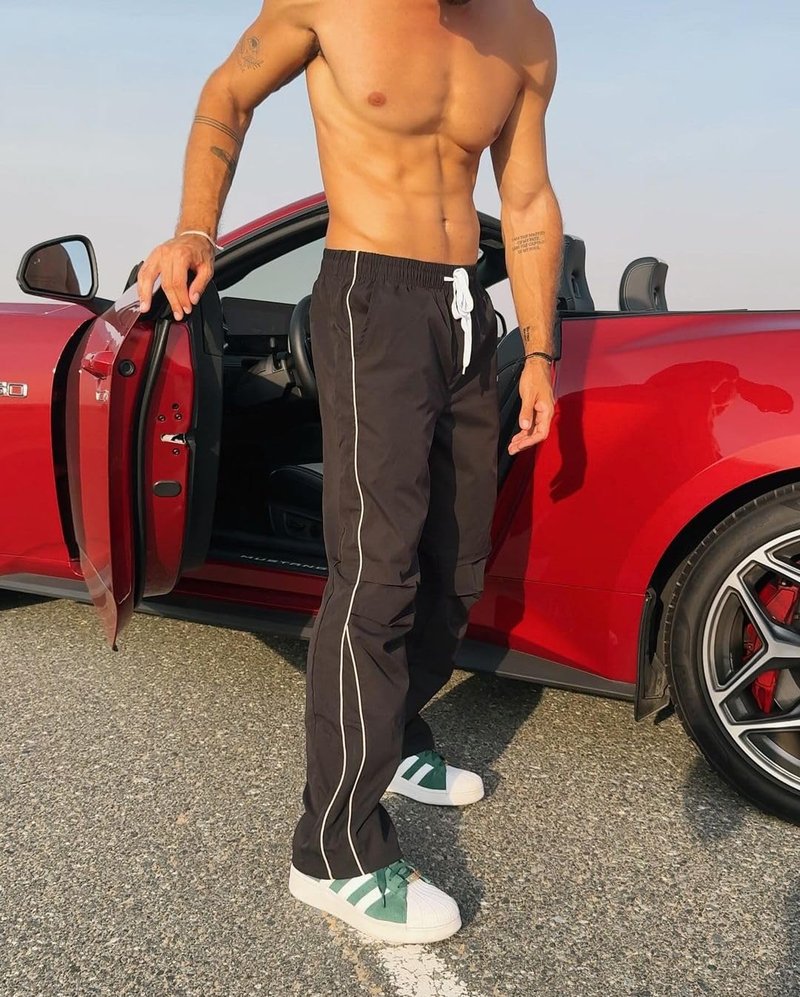 ZAFUL Men's Parachute Sweatpants Y2k Baggy Track Pants Drawstring Wide Leg Casual Trousers Streetwear(1-Black, M)