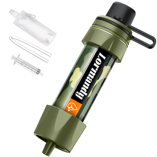 Lormandy Straw Water Filter - Portable Water Purifier, Water Filtration System, Reusable Water Straw Purification - Outdoor Emergency and Survival Gear for Hiking, Camping Accessories and Travel