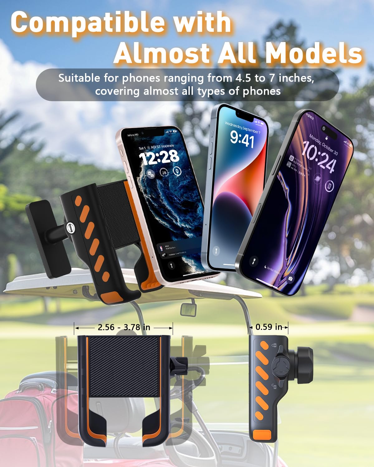 Zekoodl Golf Cart Phone Holder, Magnetic Phone Holder for Golf Cart, with Super Strong N52 Magnets, Fits EZGO/Yamaha/Club Car/Icon Golf Cart, Golf Accessories for Men & Women - Golf Cart, Gym (1 Pack)