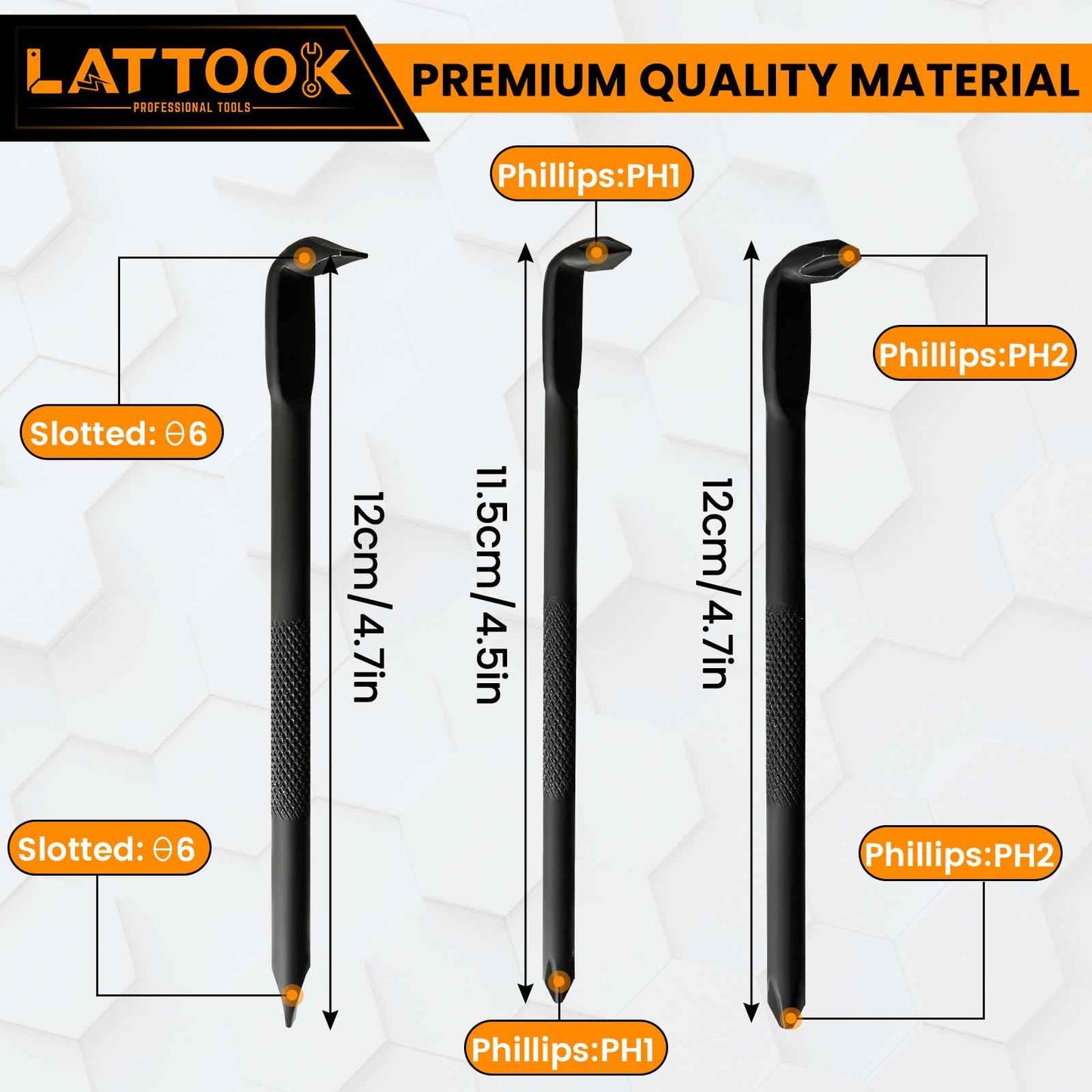 LATTOOK Right Angle Offset Screwdriver Set, 5PCS 90 Degree Z-Type & L-Type Double End Low Profile With Phillips and Slotted for Tight Narrow Space
