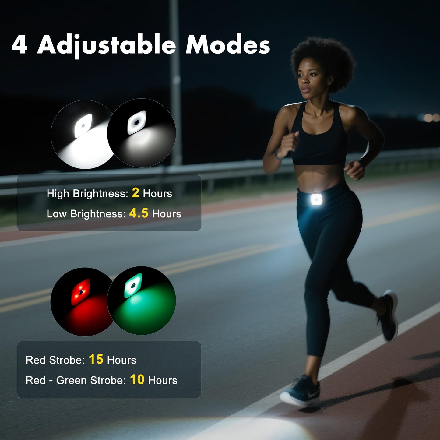 redaica 2 Pack Running Lights for Runners - Rechargeable Clip on Flashlight, Running Accessories for Men, Walking Light for Night Walking, 4 Modes Safety Dog Light, Jogging Biking Hiking Camping Gear