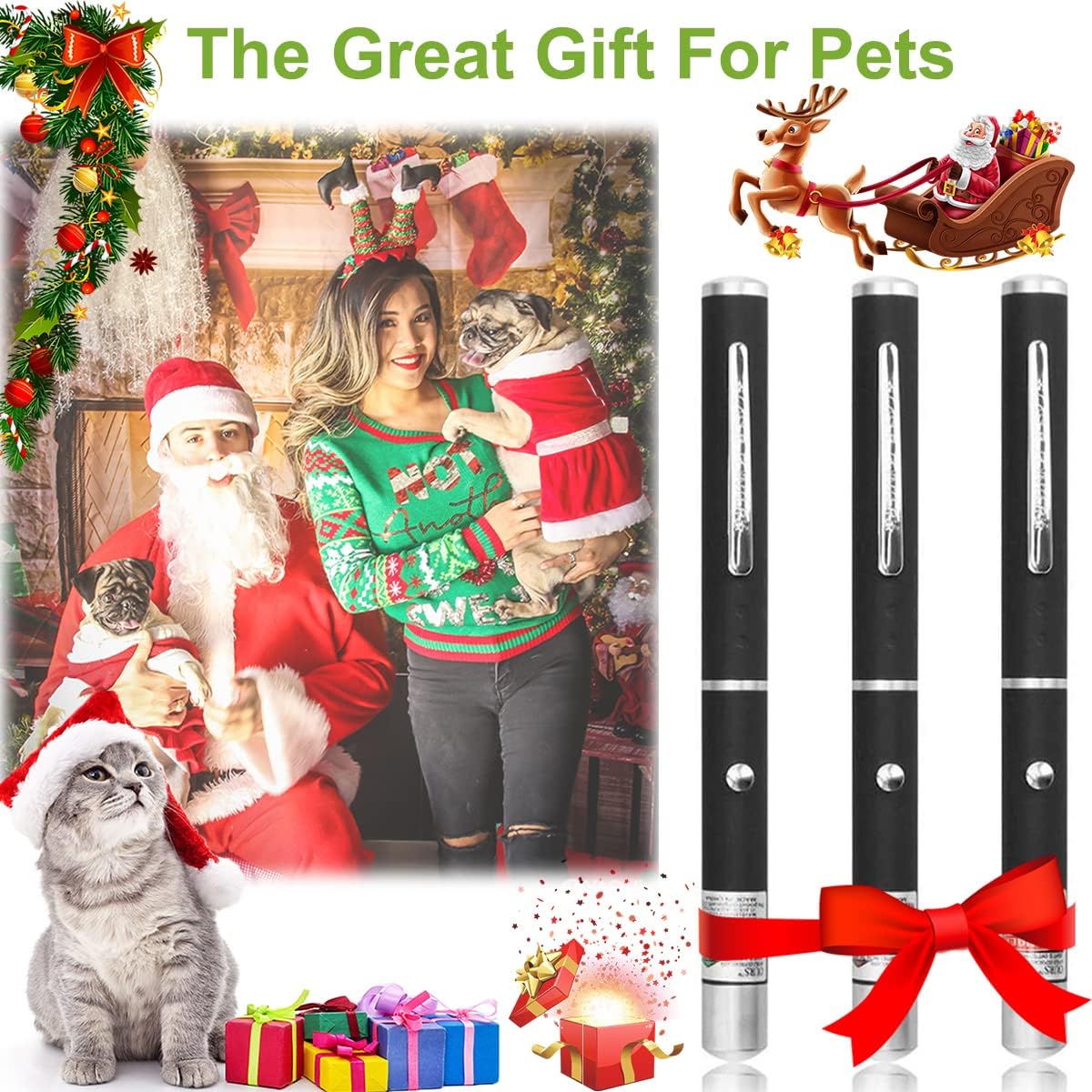 XIMIBI Laser Pointer for Cats & Dogs - 3 Pack Indoor Training Toys for Kittens & Pets