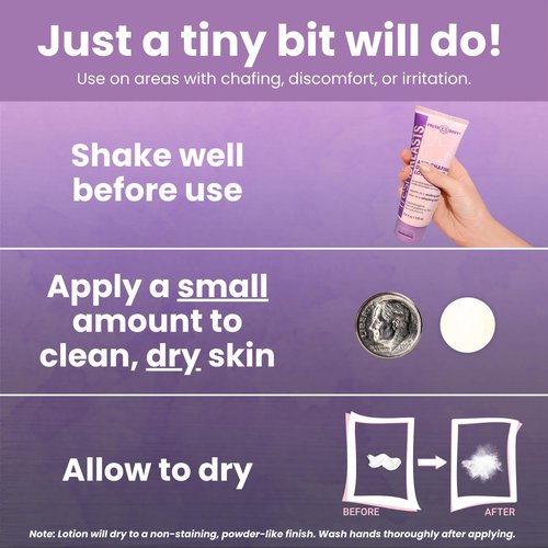 FRESH BREASTS Starter Pack - Anti Chafing Deodorant Lotion to Powder for Women, 3.4oz and On-The-Go Travel Size .07oz (15 pack) - Anti Chafe Cream Whole Body Deodorant for Women No Talc or Aluminum