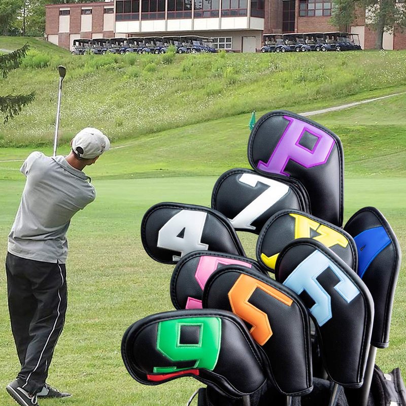 Montale Golf Iron Covers 10pcs Leather Colorful Golf Iron Headcovers,Golf Club Head Covers for Most Brand Customize & Non-Customiz