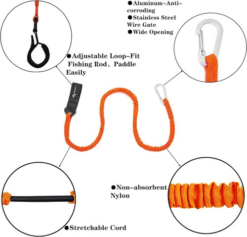 Kayak Paddle Leash - Stretchable Coiled Lanyard for Kayak Fishing Accessories | Durable & Reliable