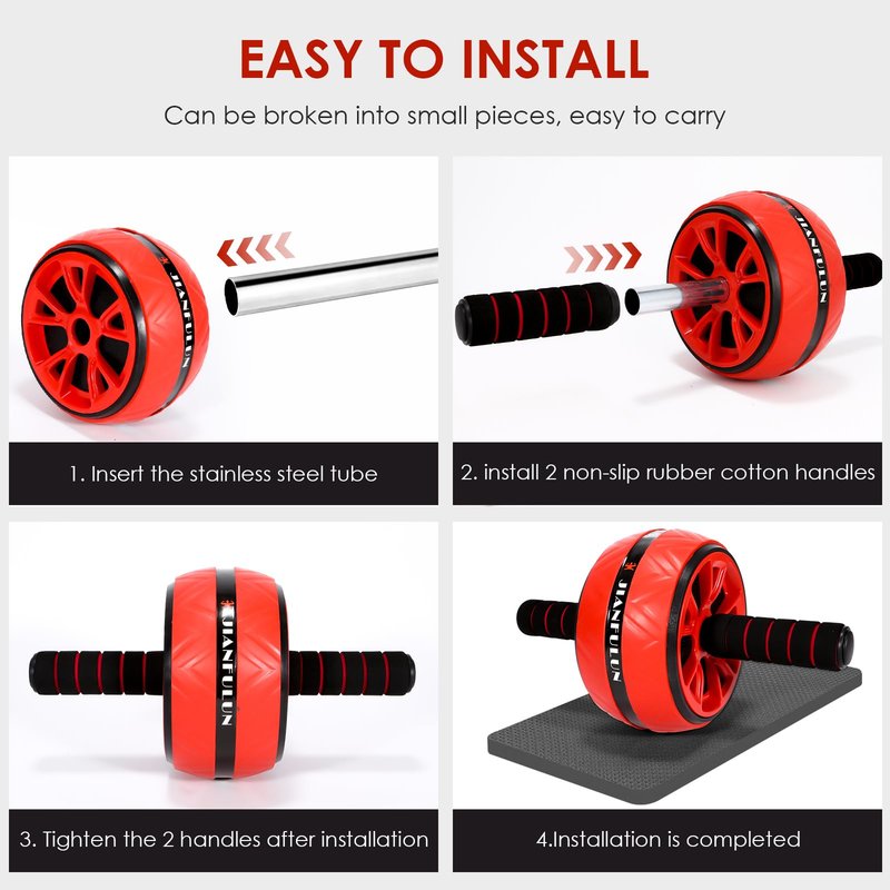 AB Roller Wheel, Ab Roller Wheel Exercise Equipment for Core Workout, Ab Wheel Roller for Home Gym, Ab Workout Equipment for Abdominal Exercise (RED)