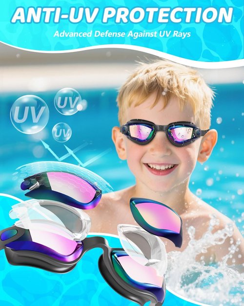 Aegend Swim Goggles - No-Leak Kids Swimming Goggles for Ages 3-14 | Clear Vision & Comfort