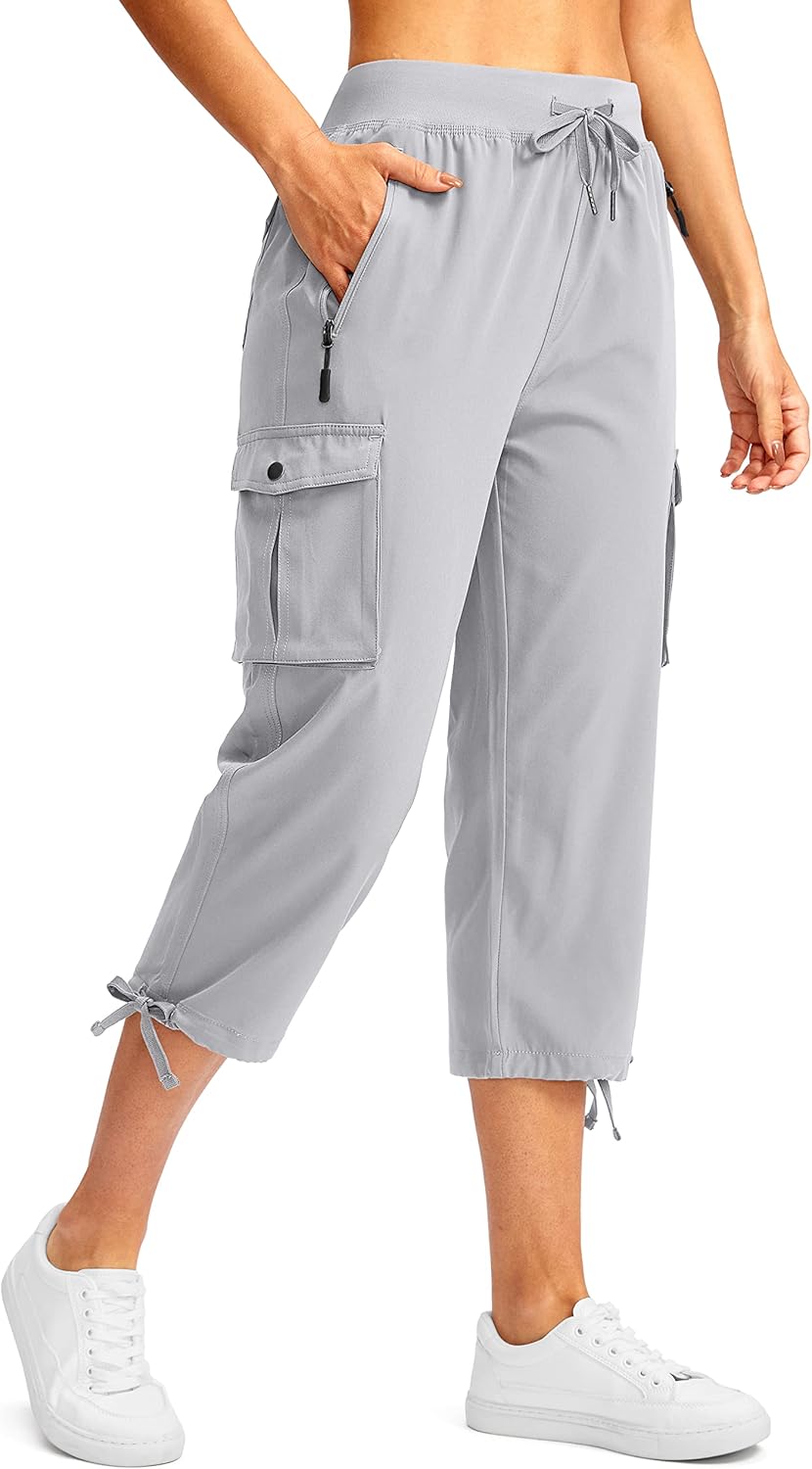 Soothfeel Women's Cargo Capris - Lightweight Quick-Dry Hiking Pants with 6 Pockets for Summer Travel