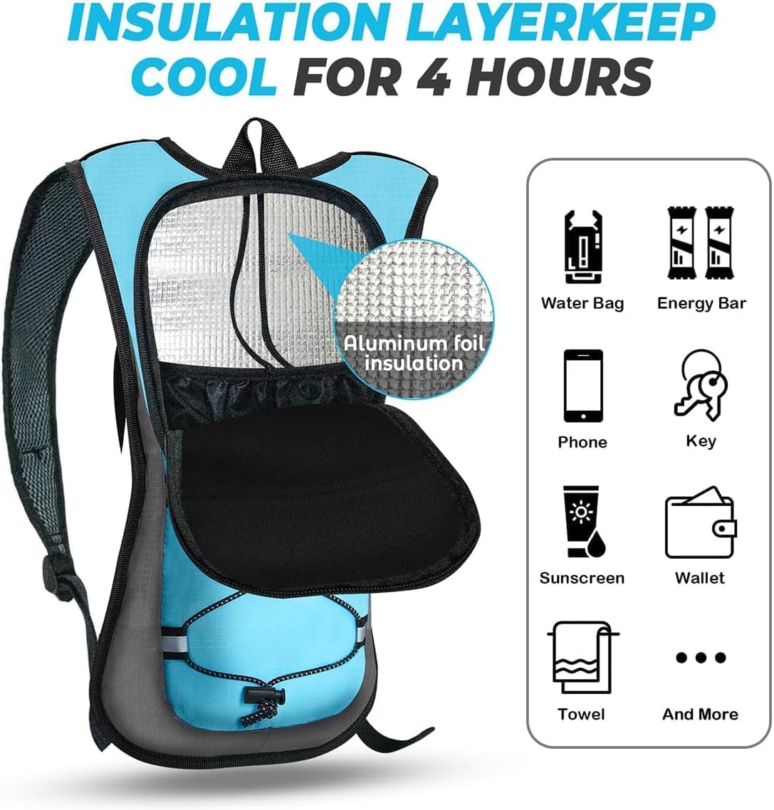 Hydration Backpack Hydration Pack Water Backpack with 2L(70-Ounce) Hydration Bladder for Men Women Kids for Running Hiking Biking Climbing