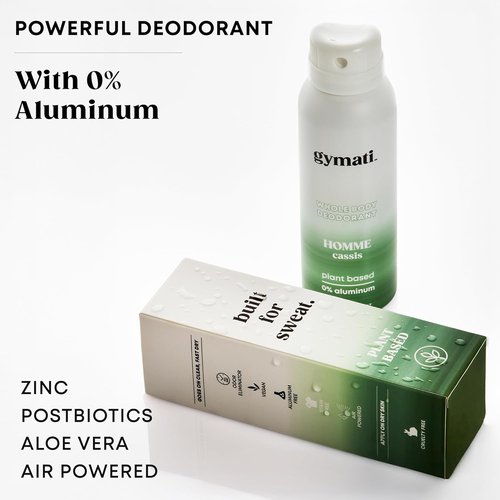Gymati Natural Deodorant Body Spray - Aluminum-Free, Plant-Based Formula with Aloe & Zinc, Long-Lasting Scent for Men