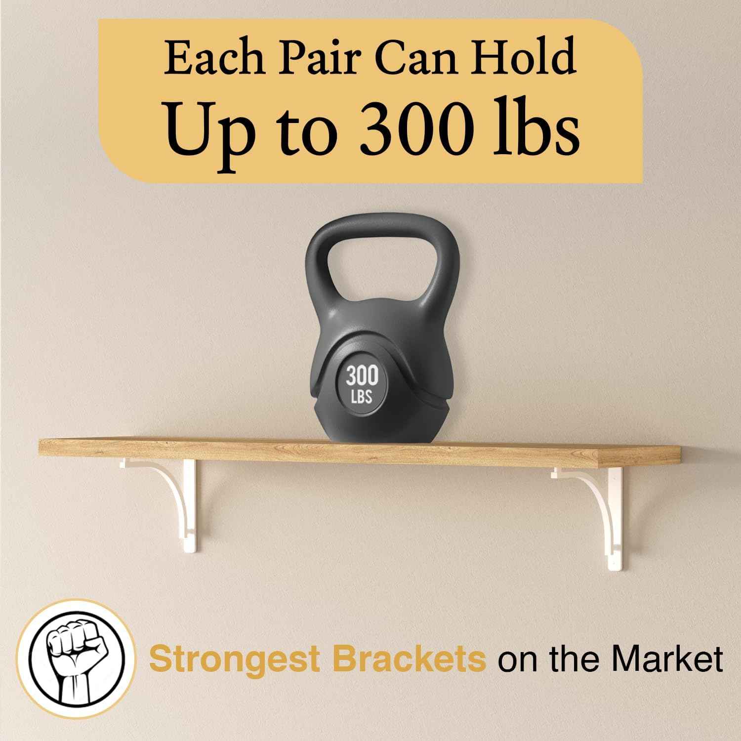 Heavy Duty 8-Inch Black Shelf Brackets - Wall Mounted L Bracket Set of 4 with Hardware