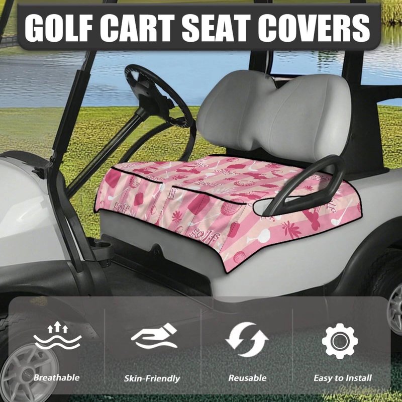 Biyejit Pink Golf Cart Seat Covers with 4 Front Pockets Non-Slip Golf Cart Seat Blanket Golf Cart Decorations with Holes Club Car Seat Covers for 2 Person Seats