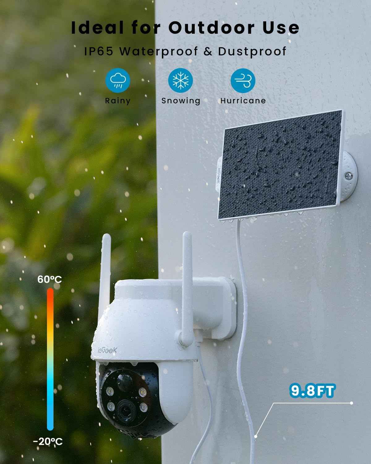 2K Solar Wireless Security Camera - Outdoor Battery-Powered Surveillance with 360° PTZ, Color Night Vision & 2-Way Audio