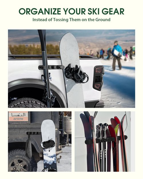 Magnetic Ski Holder for Side of Car – Strips Magnetic Snowboard Mount – Prevent Ski and Snowboard from Tipping Over – Protects Vehicle from Scratches - Snowboard Accessories(Black)