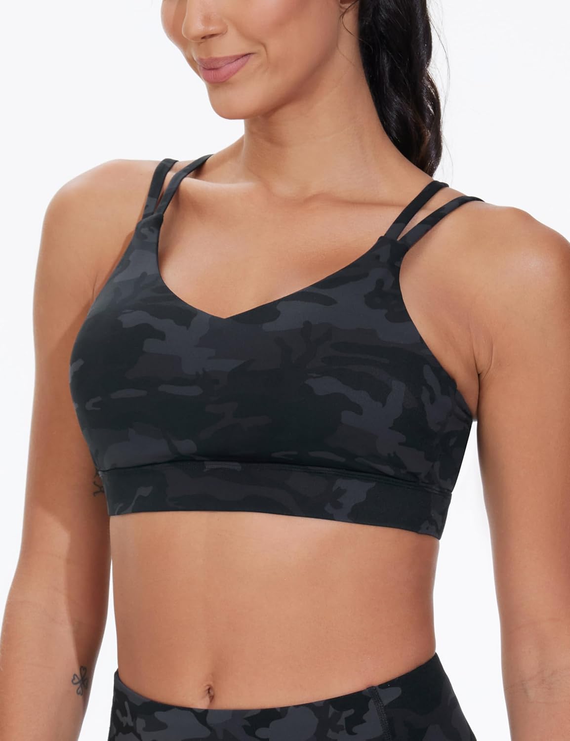 The Gym People Women's Sports Bra - Supportive Double Spaghetti Strap Design with Padded Cups