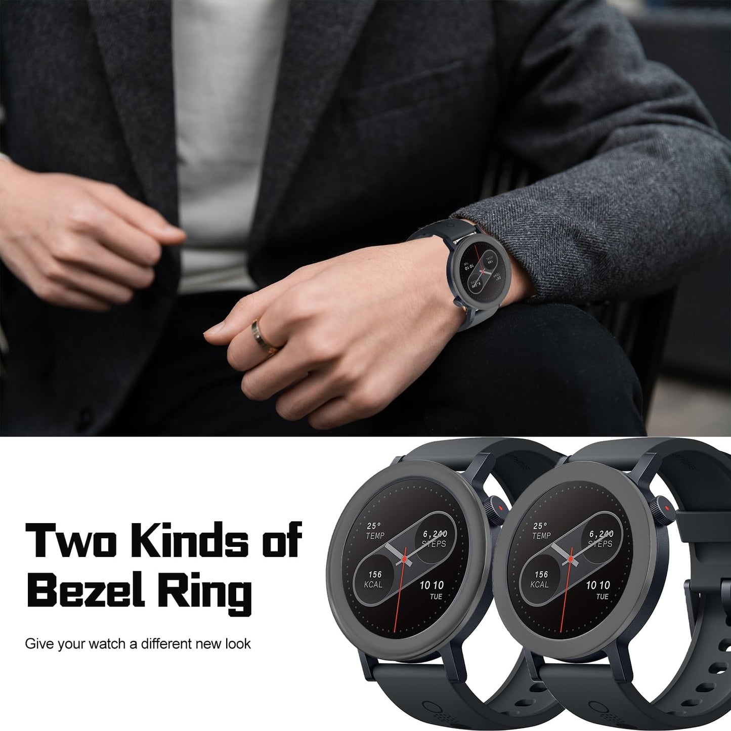 POZCIS 2 Pack Bezel Ring for CMF Watch Pro 2 Smartwatch, Replacement Metal Bezel Protector Case Accessories for CMF Watch Pro 2 Smartwatch for Men Women(Dark Grey)