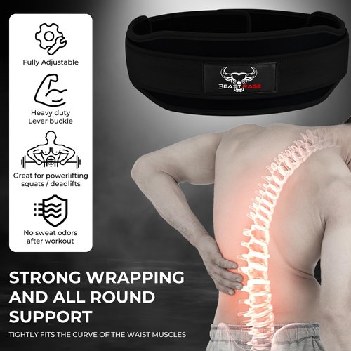 Weight Lifting Belt Double Strength 5.5 Padded Neoprene Back Gym Bodybuilding Deadlifts Lifting Exercise Fitness Workout Belts Men Women Lumbar Training Core Support (L, Black)