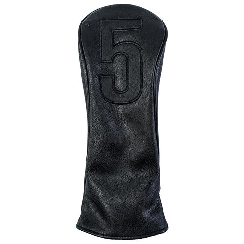 Golf Club Covers – Blackout Leather Driver Headcover, Fairway Wood, 3 Wood, Hybrid, Fits Mallet Blade Putter Head Covers Alignment Stick Cover (Set)