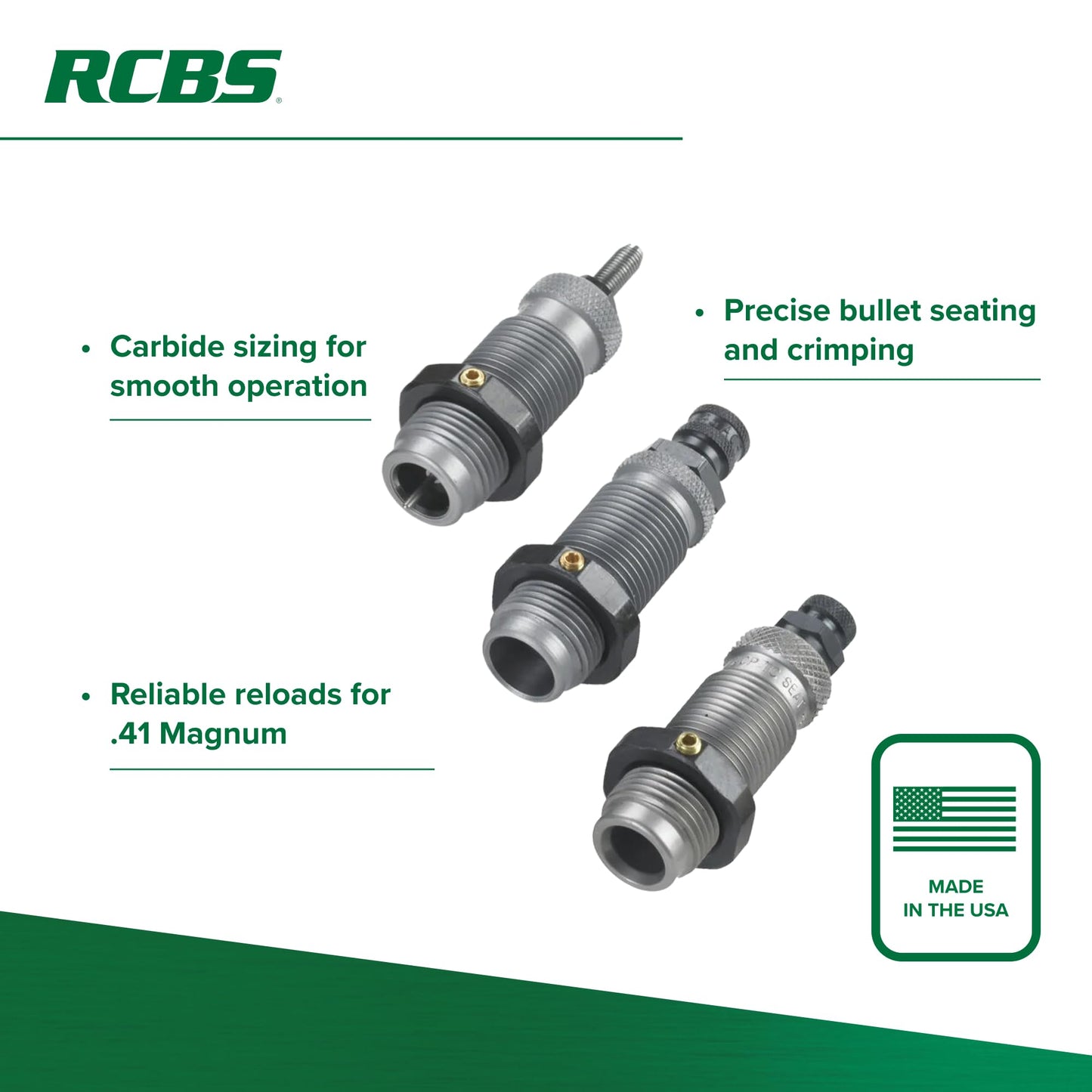 RCBS 18512 Series B 3-Die Carbide Roll Crimp Set, 41 Magnum