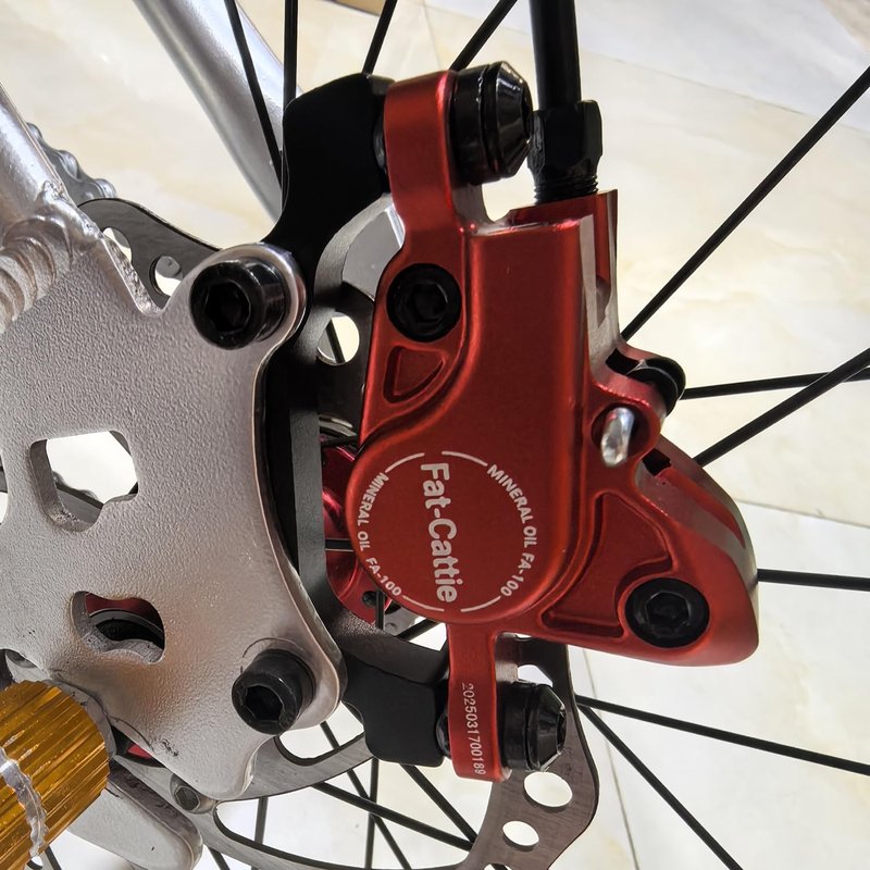 Fat-Cattie Bike Hydraulic Disc Brake Set with 160mm Rotors,For Mountain Bike e-Bike Fat Bike Road Bike(Right Front Brake& Left Back Brake) (Red)
